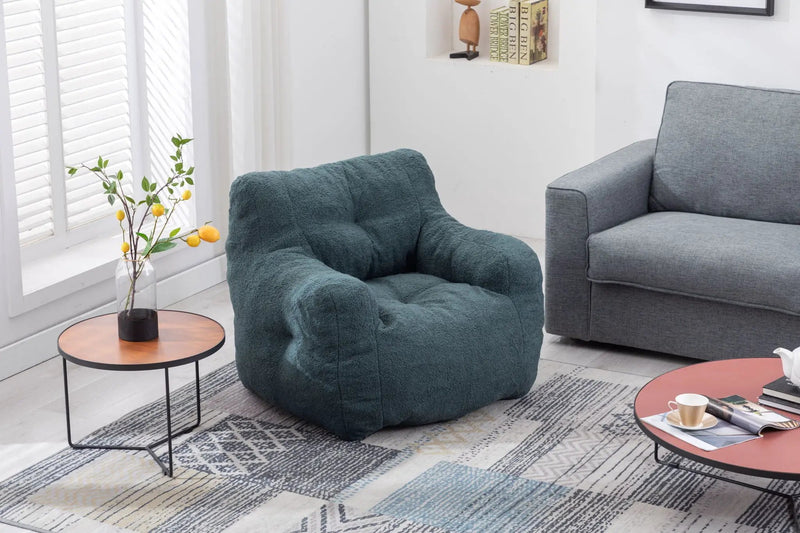 Soft Teddy Fabric Tufted Foam Bean Bag Chair With Teddy Fabric by Unique Piece Furniture