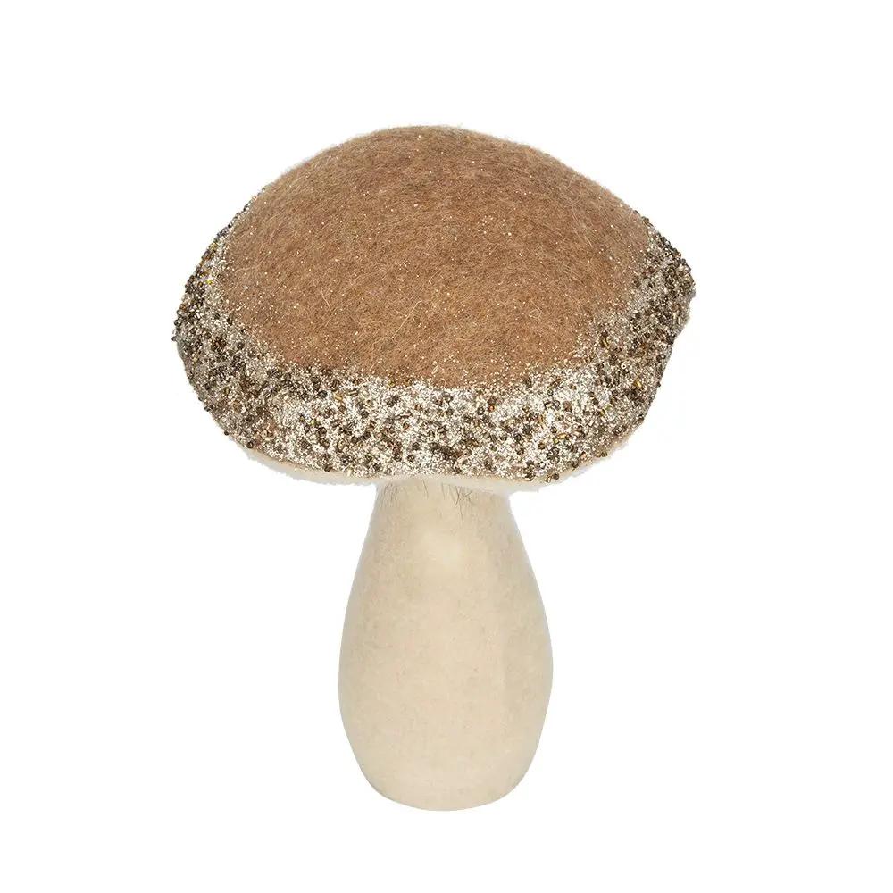 Mushroom Holiday Ornament, For Harvest Festival Fall Festival & Thanksgiving Table Decorations (Set of 2) - Beige / Light Brown by HouseOfZazla