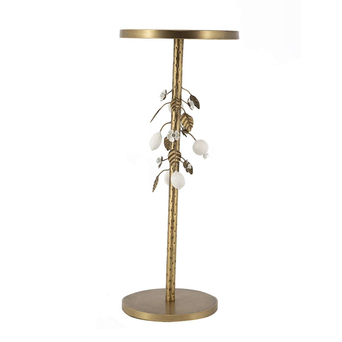 Round Iron Side Table with Botanical Details, photo 3 of 10