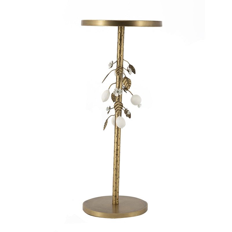 Round Iron Side Table with Botanical Details, photo 3 of 10