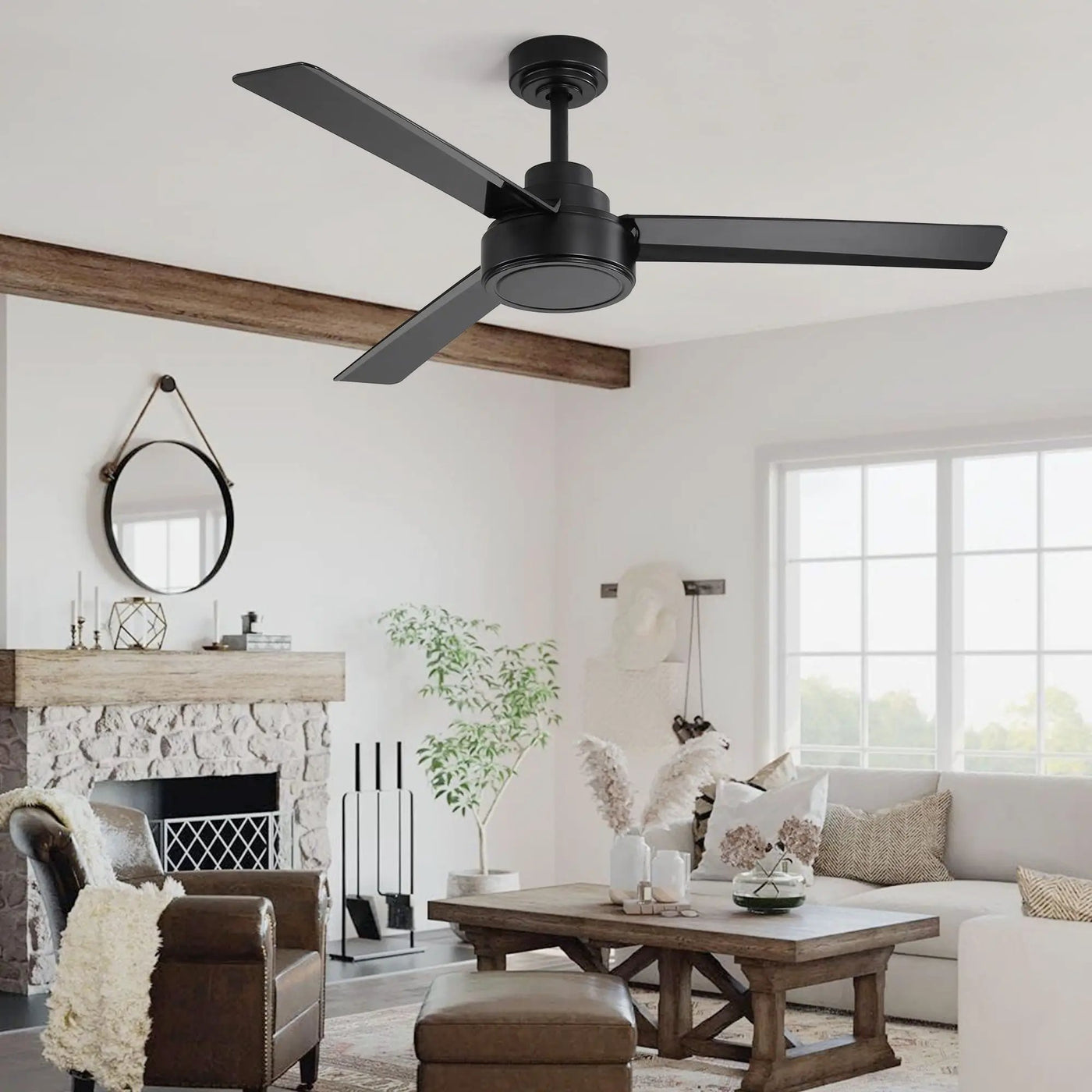 Ceiling Fan Without Light, 3 Blades Farmhouse Ceiling Fan With Remote Control 6-Speed Reversible Dc Motor For Living Room, Bedroom, Kitche by HouseOfZazla