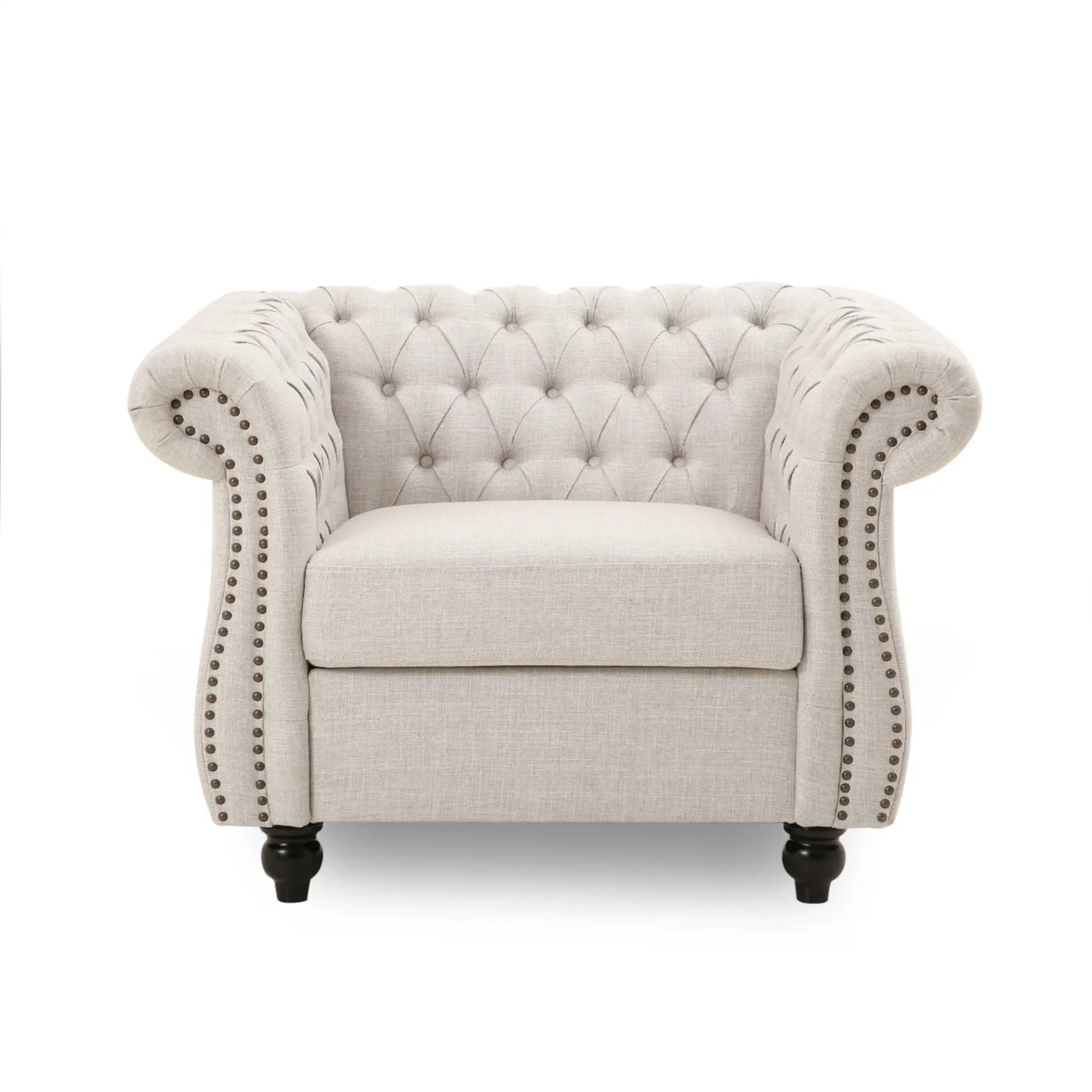 Nexuson Upholstered Chesterfield Chair With Deep Tufted And Nailhead Trim by HouseOfZazla