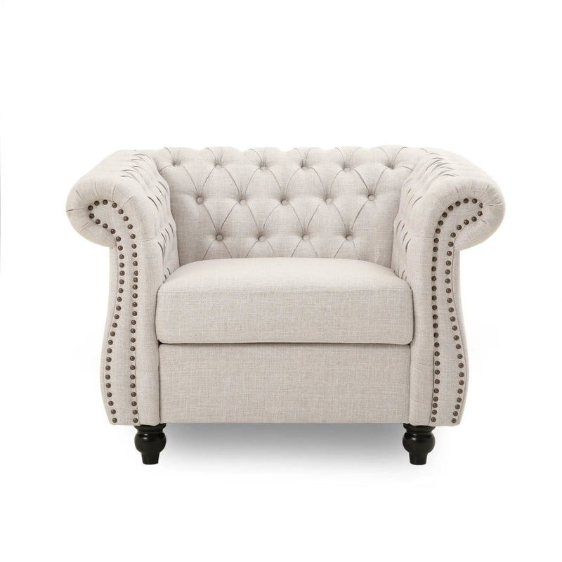 Nexuson Upholstered Chesterfield Chair With Deep Tufted And Nailhead Trim by HouseOfZazla