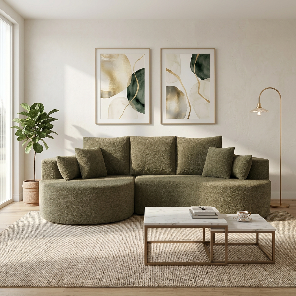 106 In. 2-Piece Fabric Cloud Curved Sectional Sofa, photo 3 of 8