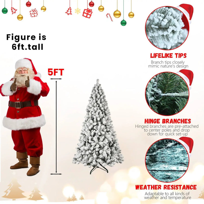 9-Foot Pre-Lit Snow-Flocked Christmas Tree by HouseOfZazla