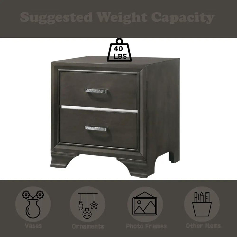 Carine II - Nightstand - Gray by Unique Piece Furniture
