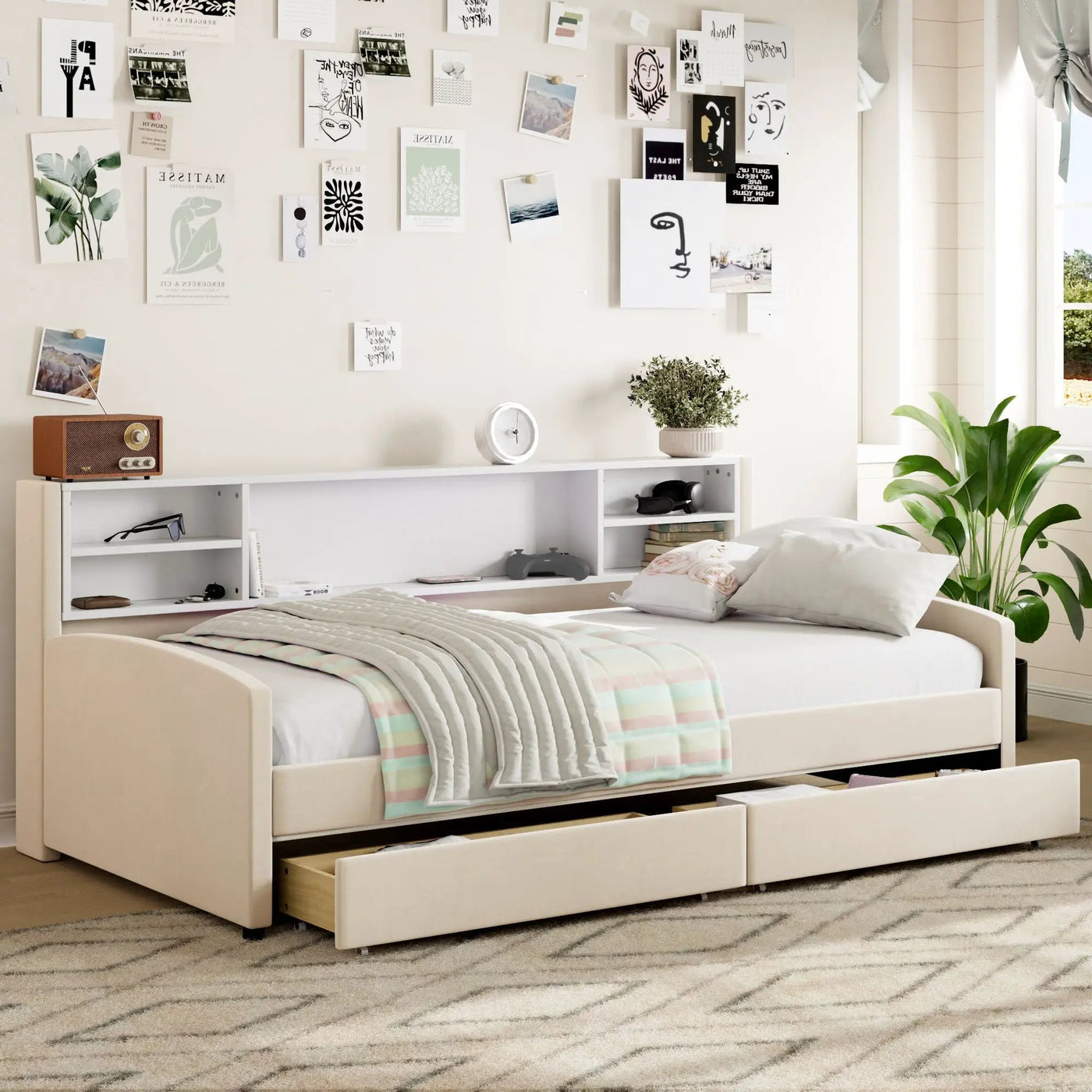 Luxurious Upholstered Platform Bed With Storage Drawers by HouseOfZazla