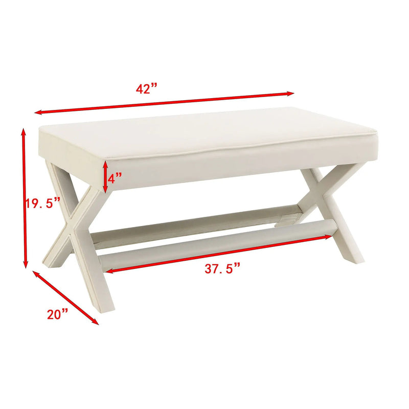 Comfort Double Bench Upholstered With X Crossed Legs