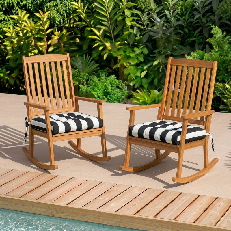 Outdoor Chair Cushions Set of 8 - Black/White Striped, photo 5 of 10