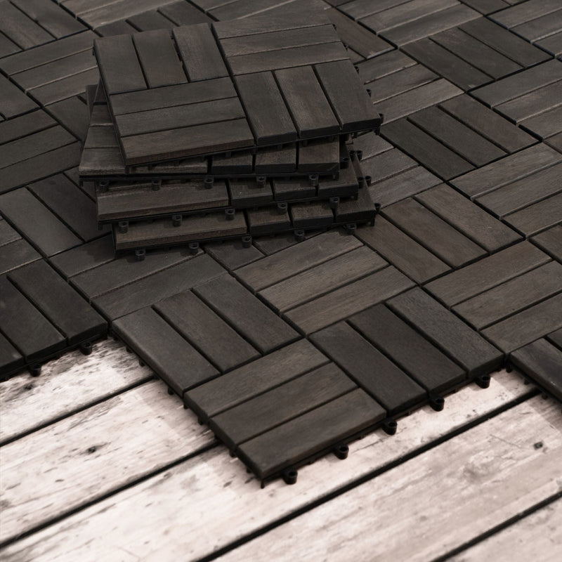 Acacia Wood Interlocking Deck Tiles Checker Pattern For Outdoor Flooring by HouseOfZazla