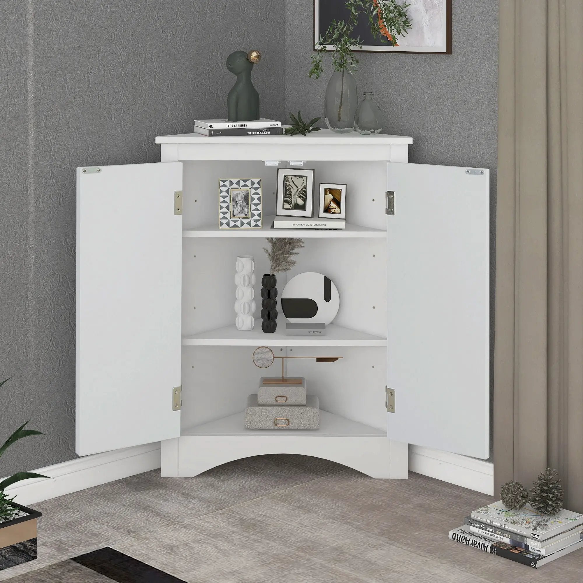 Triangle Bathroom Storage Cabinet With Adjustable Shelves, Freestanding Floor Cabinet For Home Kitchen by HouseOfZazla