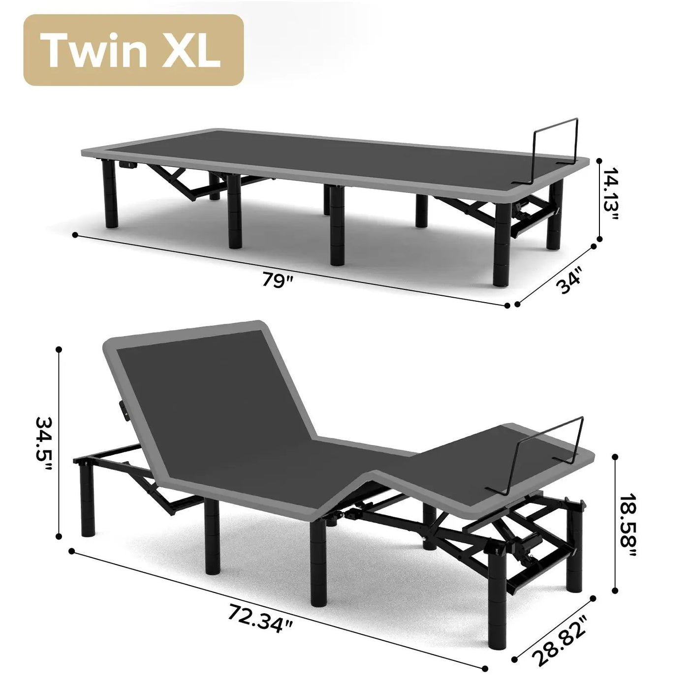 Adjustable Bed Frame With Massage Head & Foot Incline, Wireless Remote, USB Ports, LED Night Light by HouseOfZazla