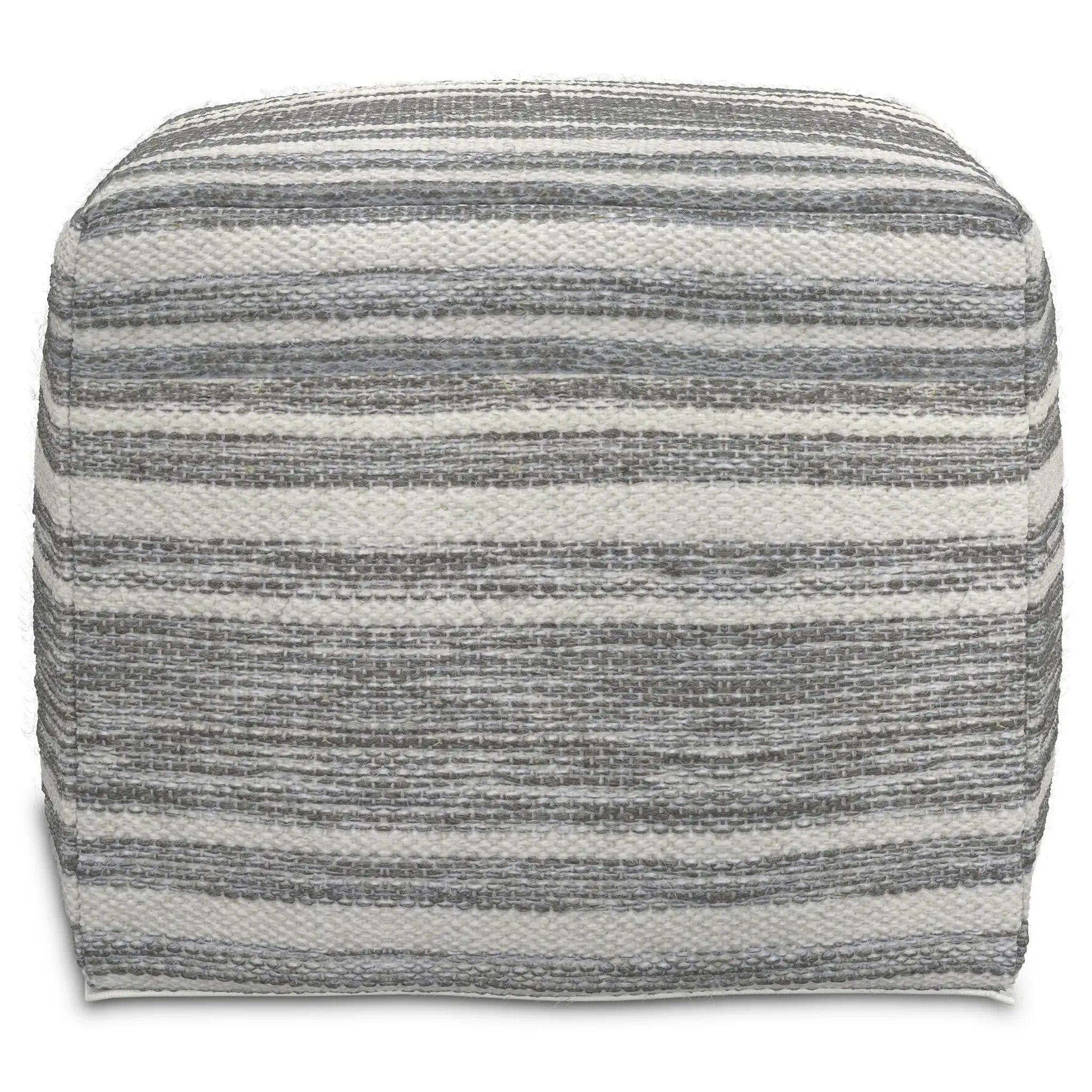Carina - Square Woven Pouf - Black White by Unique Piece Furniture