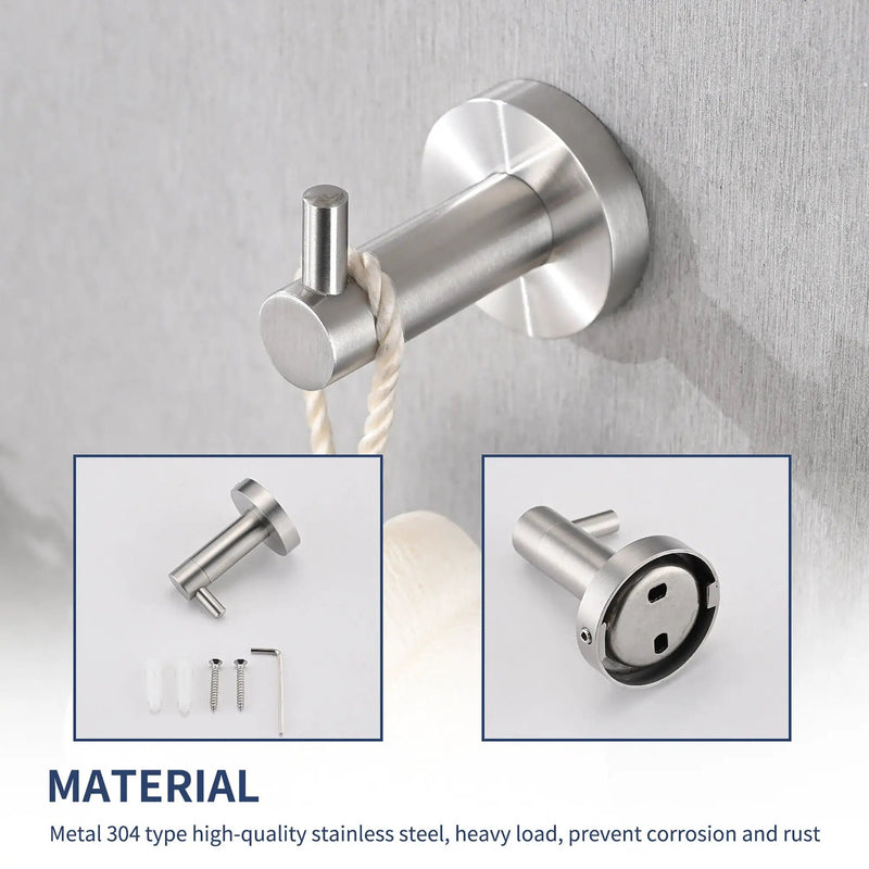 Bathroom Set 4 Pack With Towel Bar Racks, Toilet Paper Holder, Ring, Hook, Stainless Steel - Brushed Nickel by HouseOfZazla