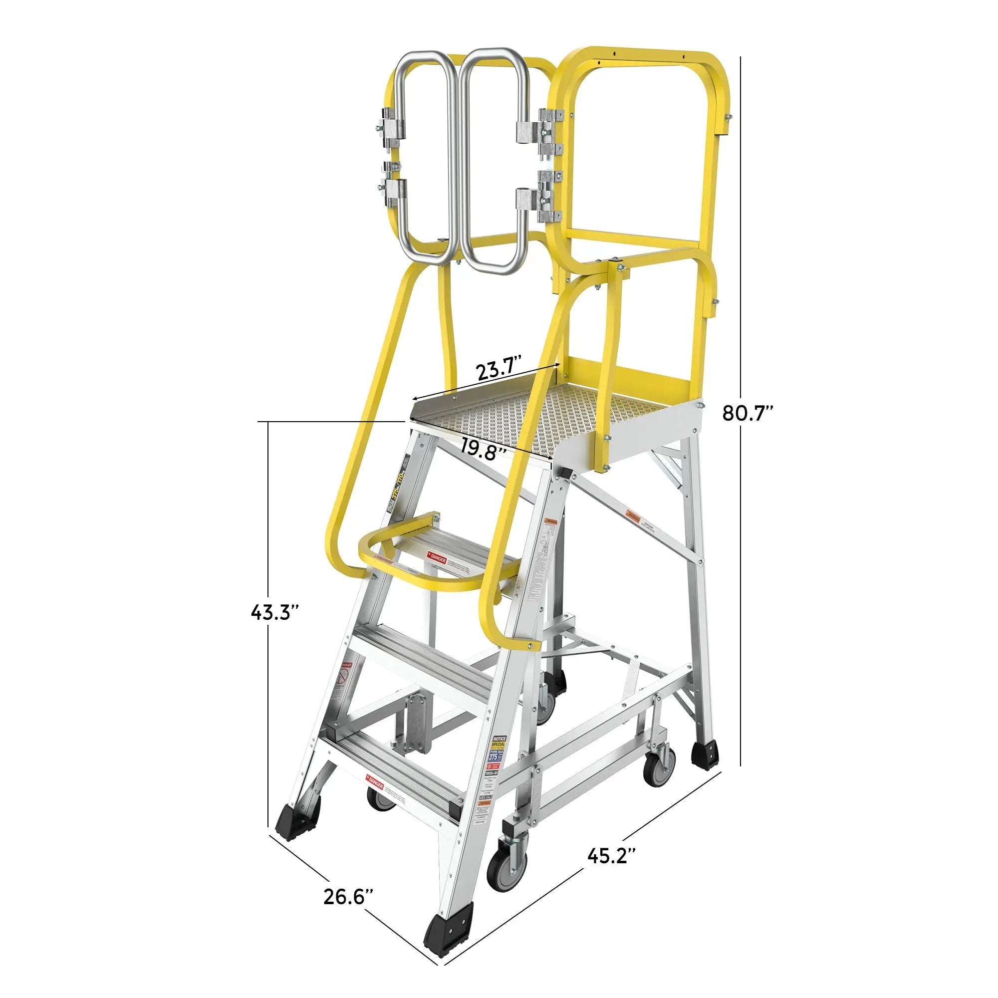 Heavy Duty Aluminum Rolling Platform Ladder with Steps by HouseOfZazla