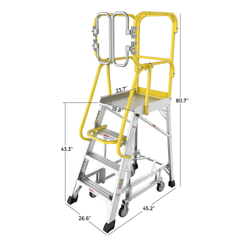 Heavy Duty Aluminum Rolling Platform Ladder with Steps by HouseOfZazla