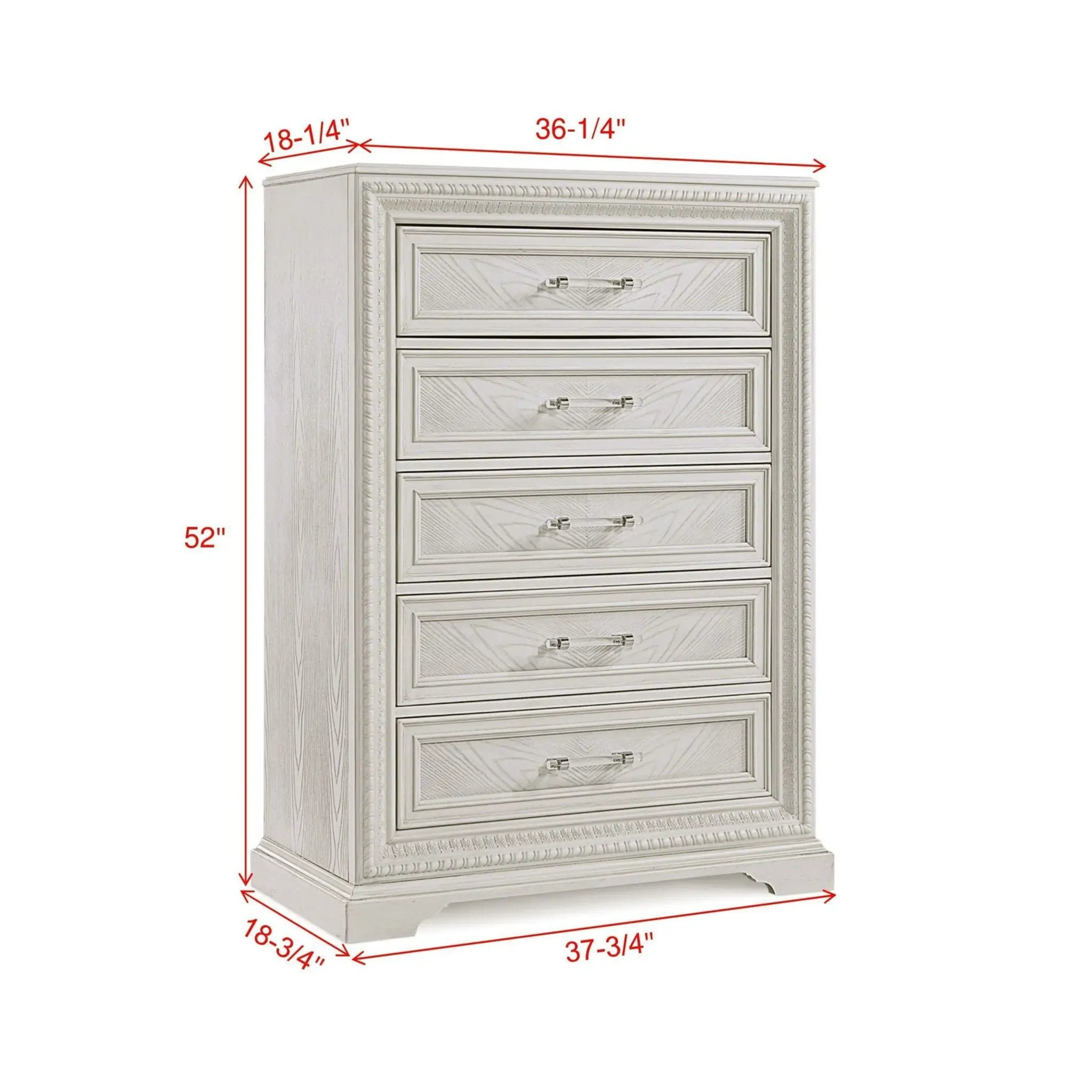 5 Drawer Tall Storage Chest - Antique White by Unique Piece Furniture
