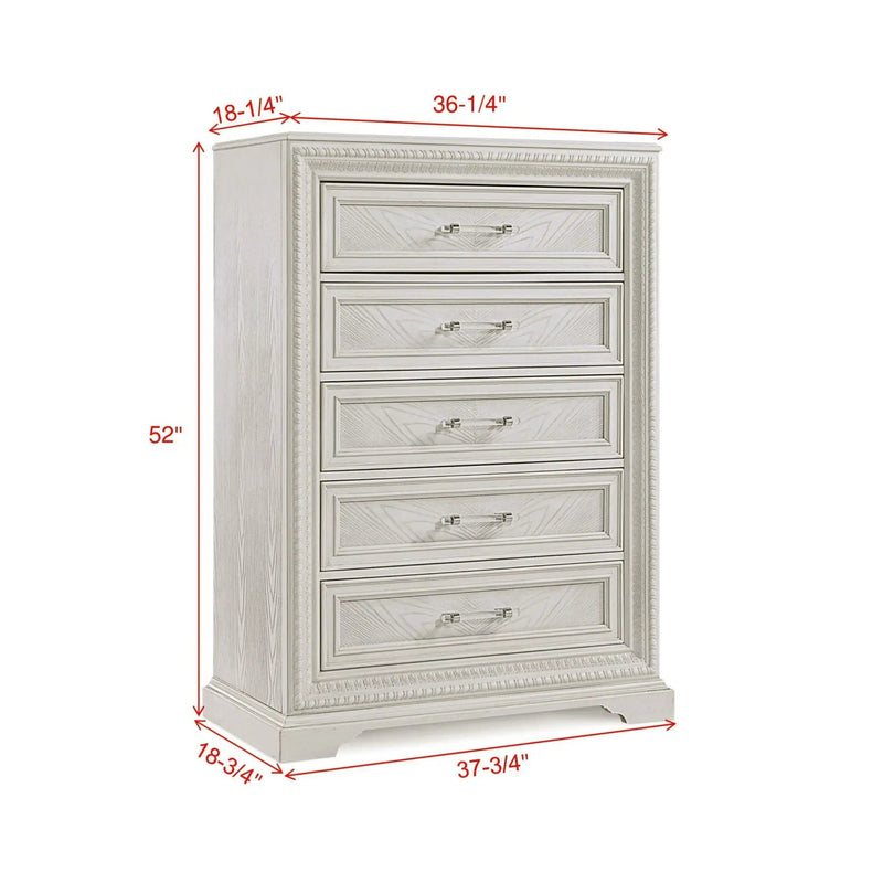 5 Drawer Tall Storage Chest - Antique White by Unique Piece Furniture
