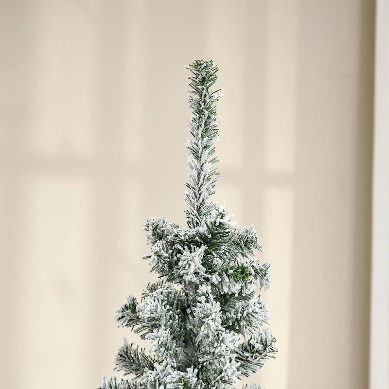 HOMCOM 6' Tall Unlit Snow-Flocked Slim Artificial Christmas Tree by HouseOfZazla