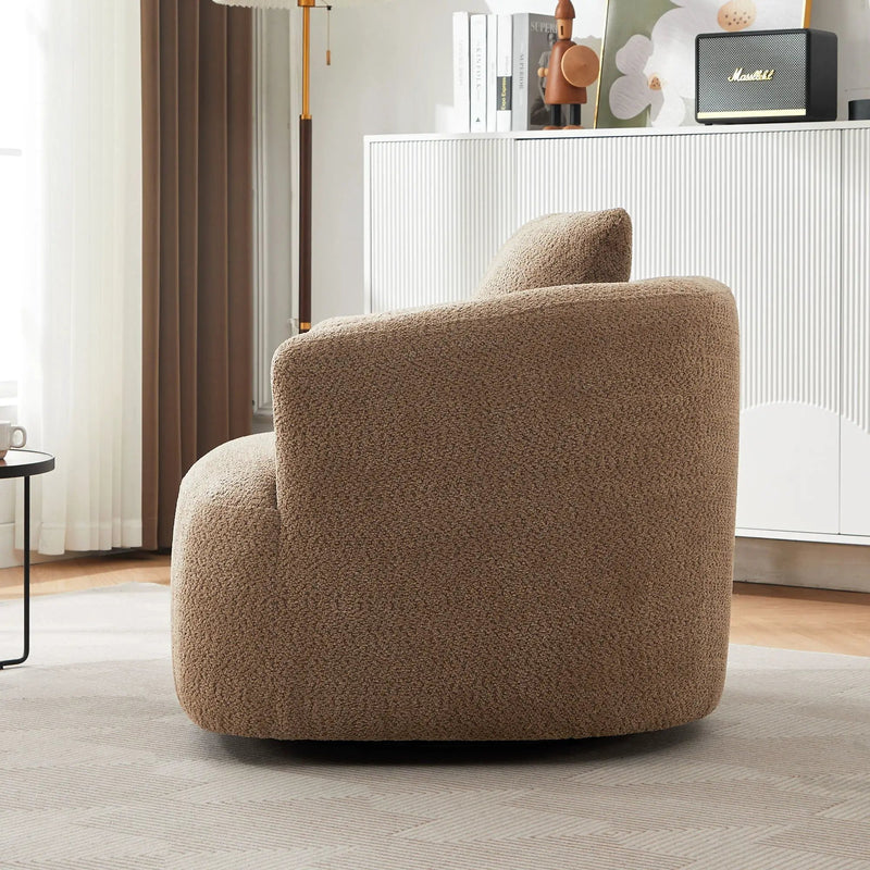 360° Swivel Barrel Sofa Chair With Throw Pillow, Upholstered Accent Chair by HouseOfZazla