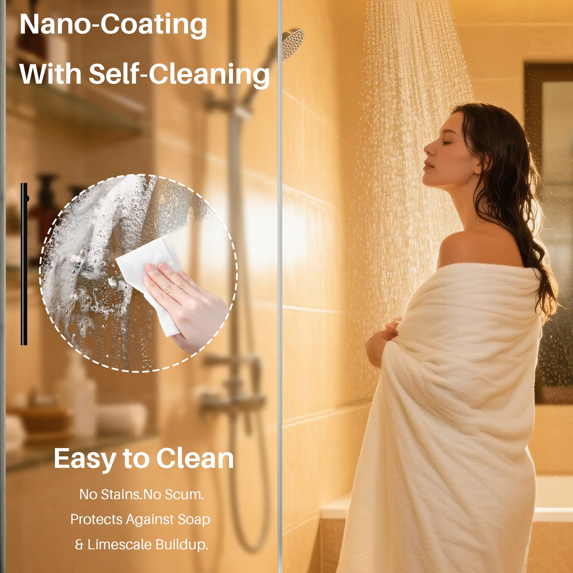 Frameless Sliding Shower Door, 44-48 in W x 75 in H by HouseOfZazla