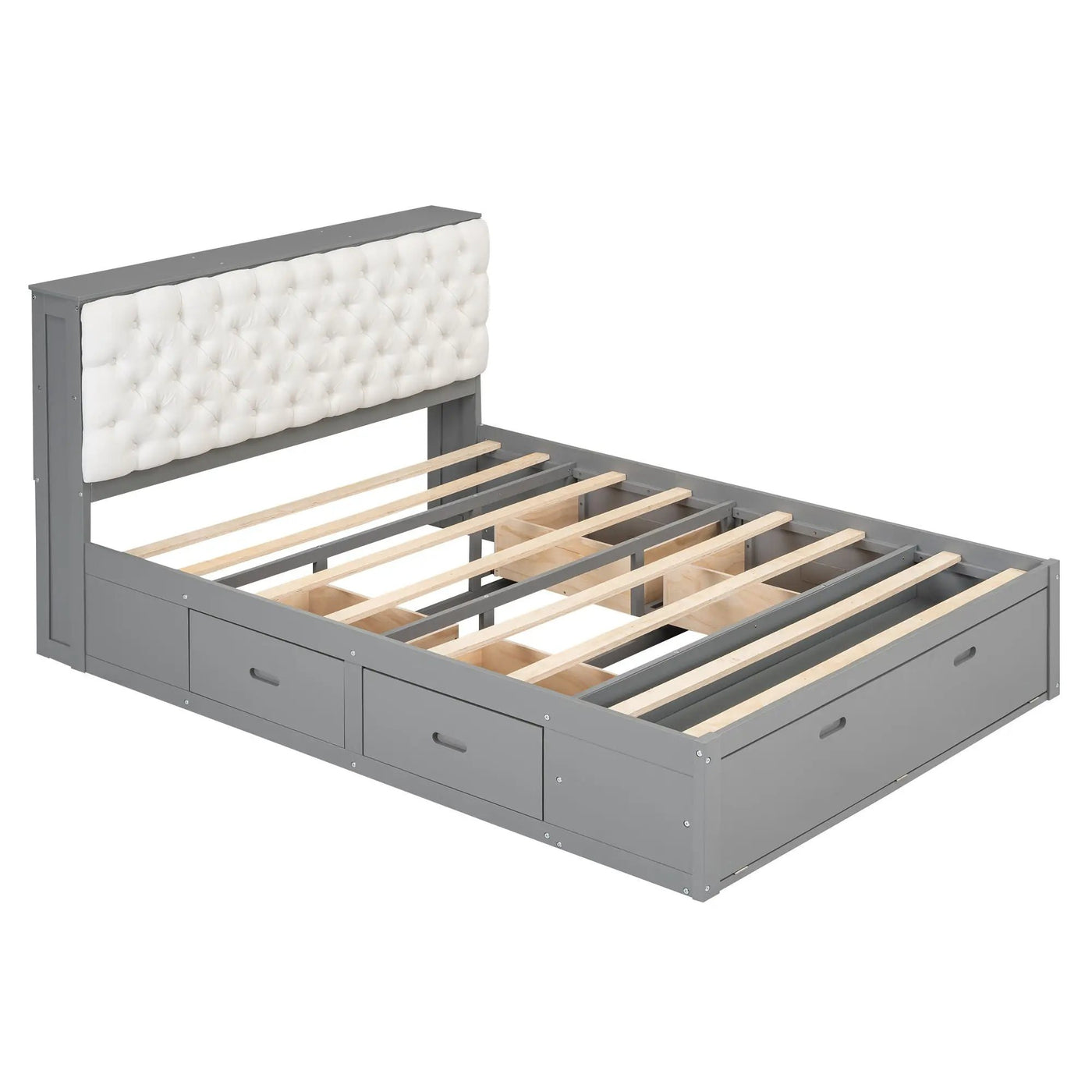 Platform Bed With Storage Headboard, Shoe Rack And 4 Drawers by HouseOfZazla