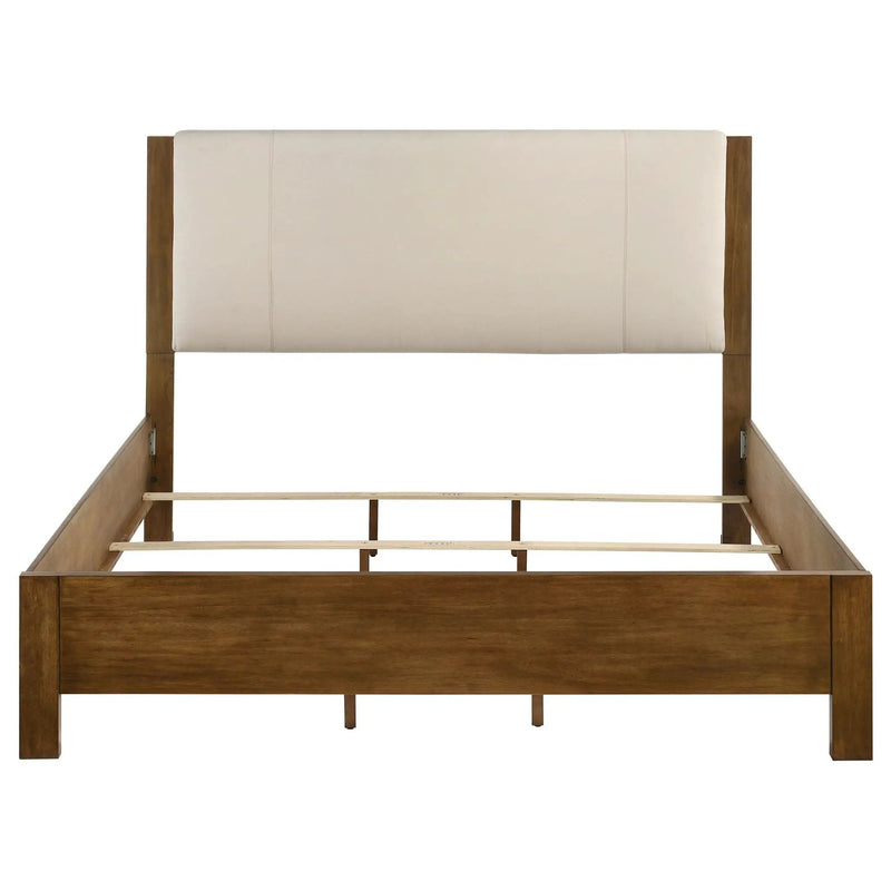 Adderley Eastern King Wood Panel Bed Cream and Warm Brown by Unique Piece Furniture
