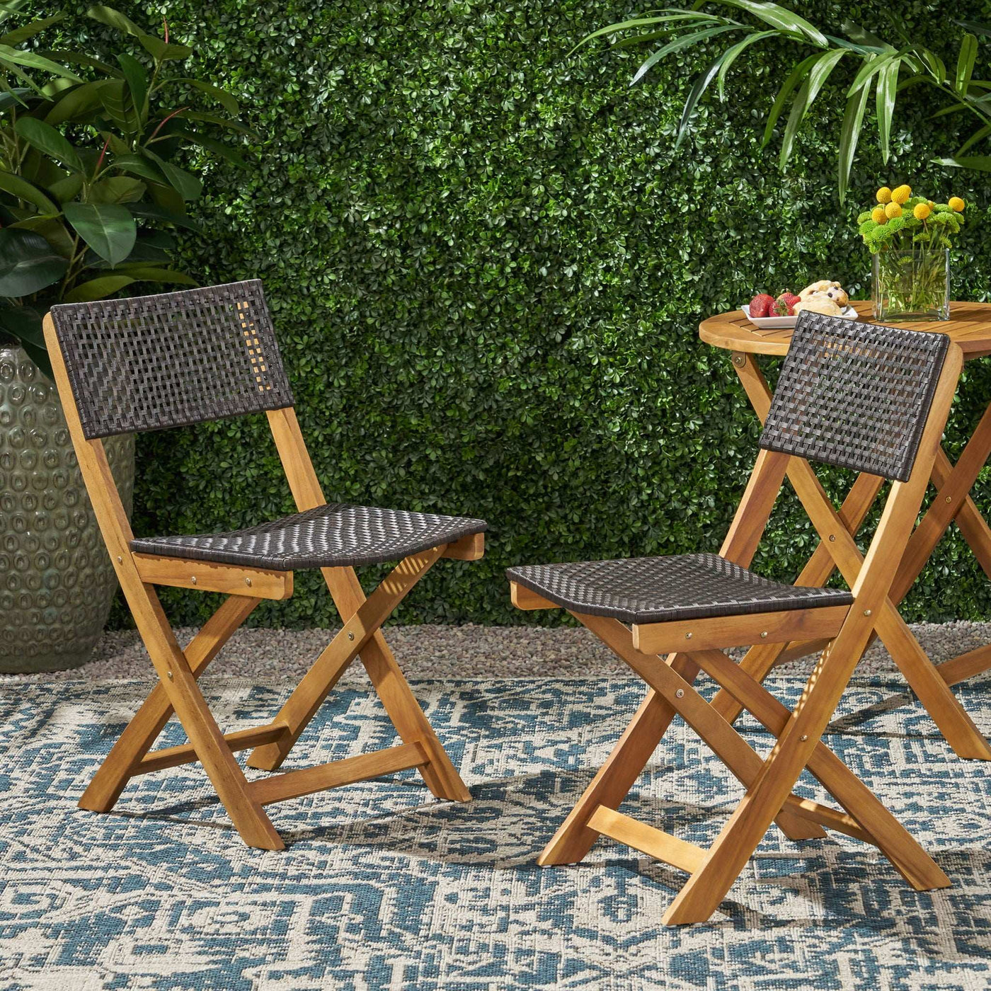 Bistro Foldable Chair With Wicker Backrest by HouseOfZazla