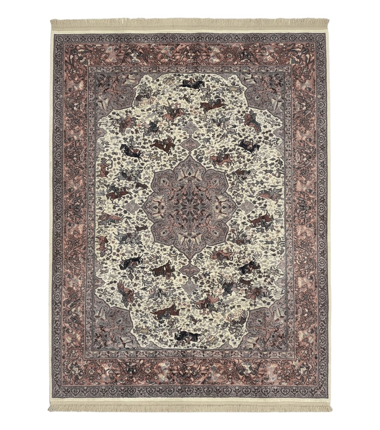 8.8 x 12 Karastan Ivory Hunting Rug #751, Vintage Wool Discontinued Original 700 Series, Rare by Jewel Rugs
