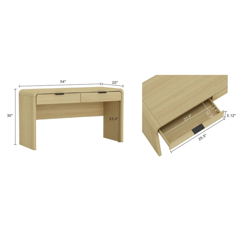 Grace - Office Desk & 2 Drawers - Oak by HouseOfZazla