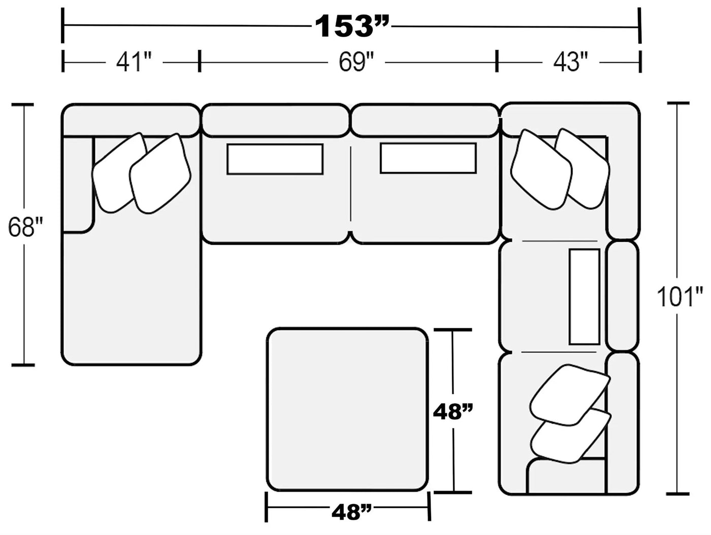 Titan - Sectional With Comfort Coil Seating, Cocktail Ottoman And Accent Pillows Included by Unique Piece Furniture