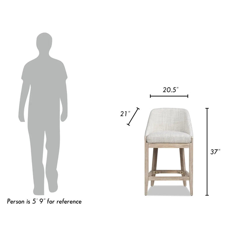 Newport - Coastal Curved Back Upholstered Counter Stool - Two Tone Neutral Gray by HouseOfZazla