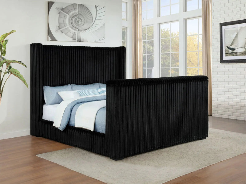 Centergrove Upholstered California King Wingback TV Bed Black by Unique Piece Furniture
