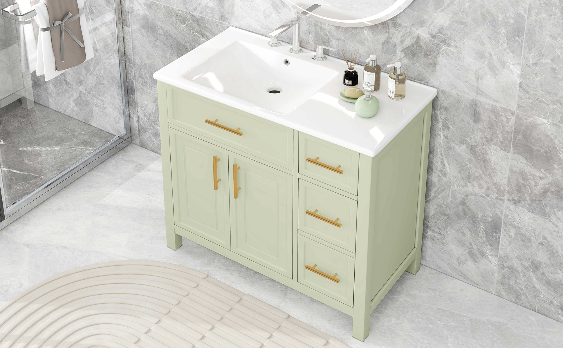 36" Bathroom Vanity with Sink Top, Cabinet with Two Doors and Three Drawers by HouseOfZazla