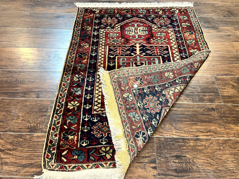 Antique Turkish Sparta Rug 3x4, Geometric Caucasian Pattern, Vintage Handmade Tribal Wool Carpet by Jewel Rugs