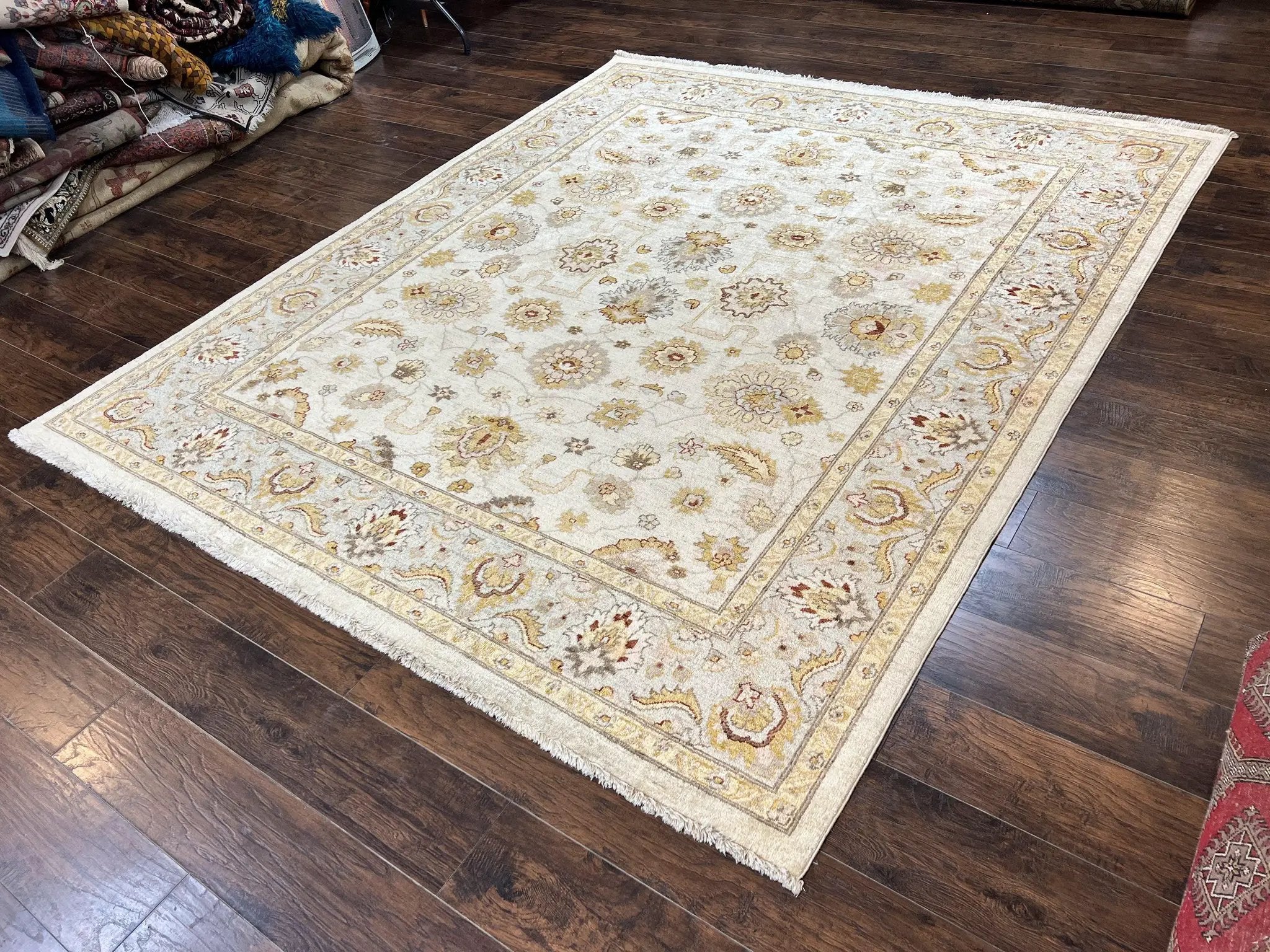 Peshawar Rug 8x10, Oushak Rug, Neutral Colors Hand Knotted Farmhouse Rug by Jewel Rugs
