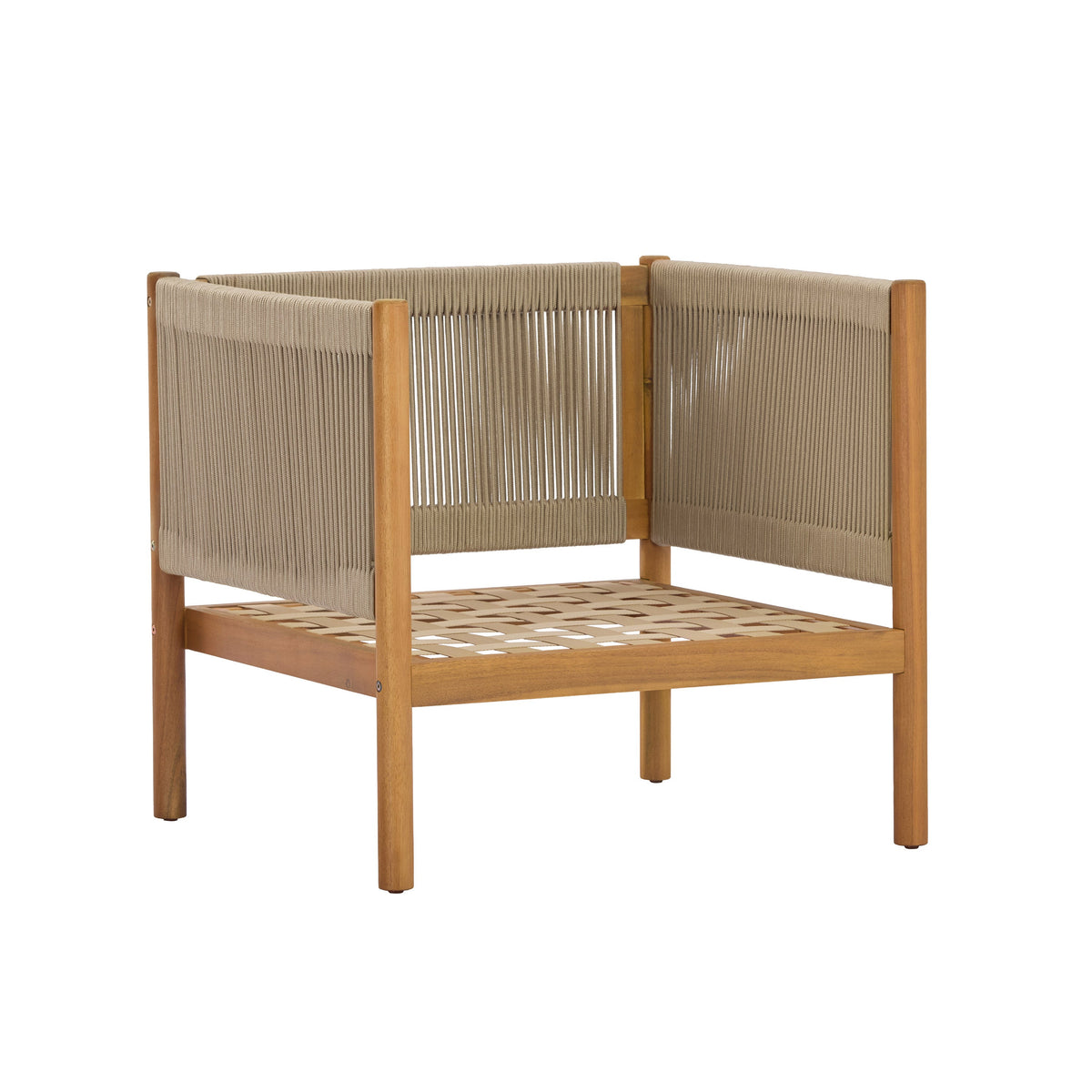 Outdoor Club Chair Set of 2 with Acacia Wood Frame in Teak Look, photo 9 of 10