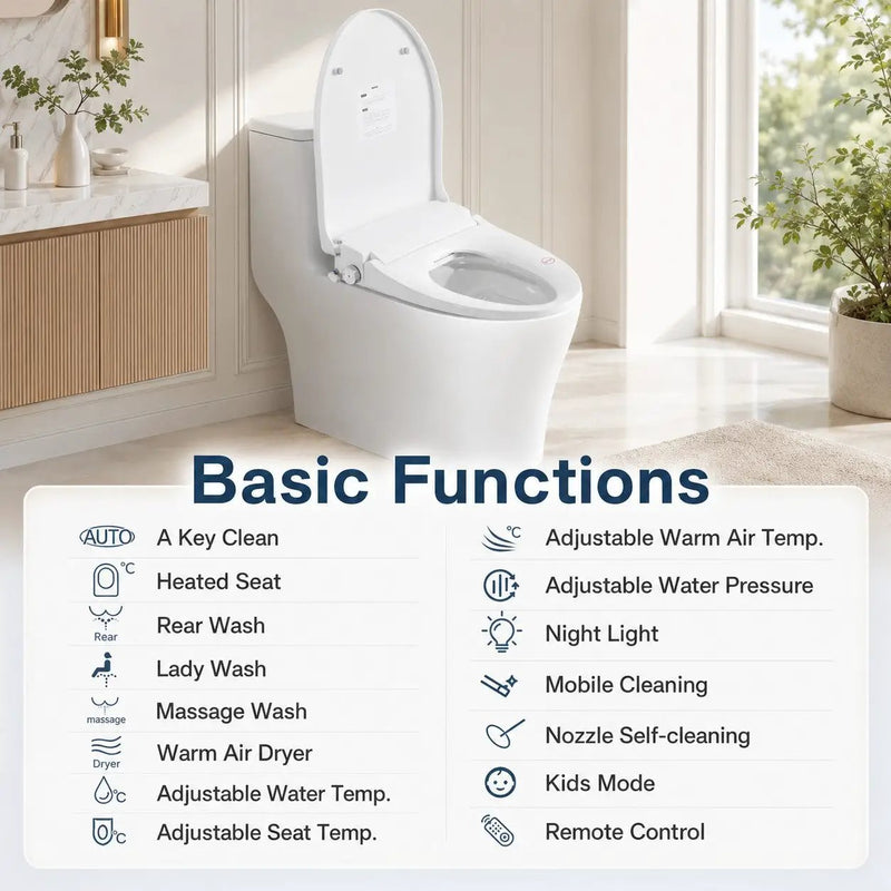 Smart Bidet Toilet Seat with Side Knob Adjustable Heated Seat by HouseOfZazla