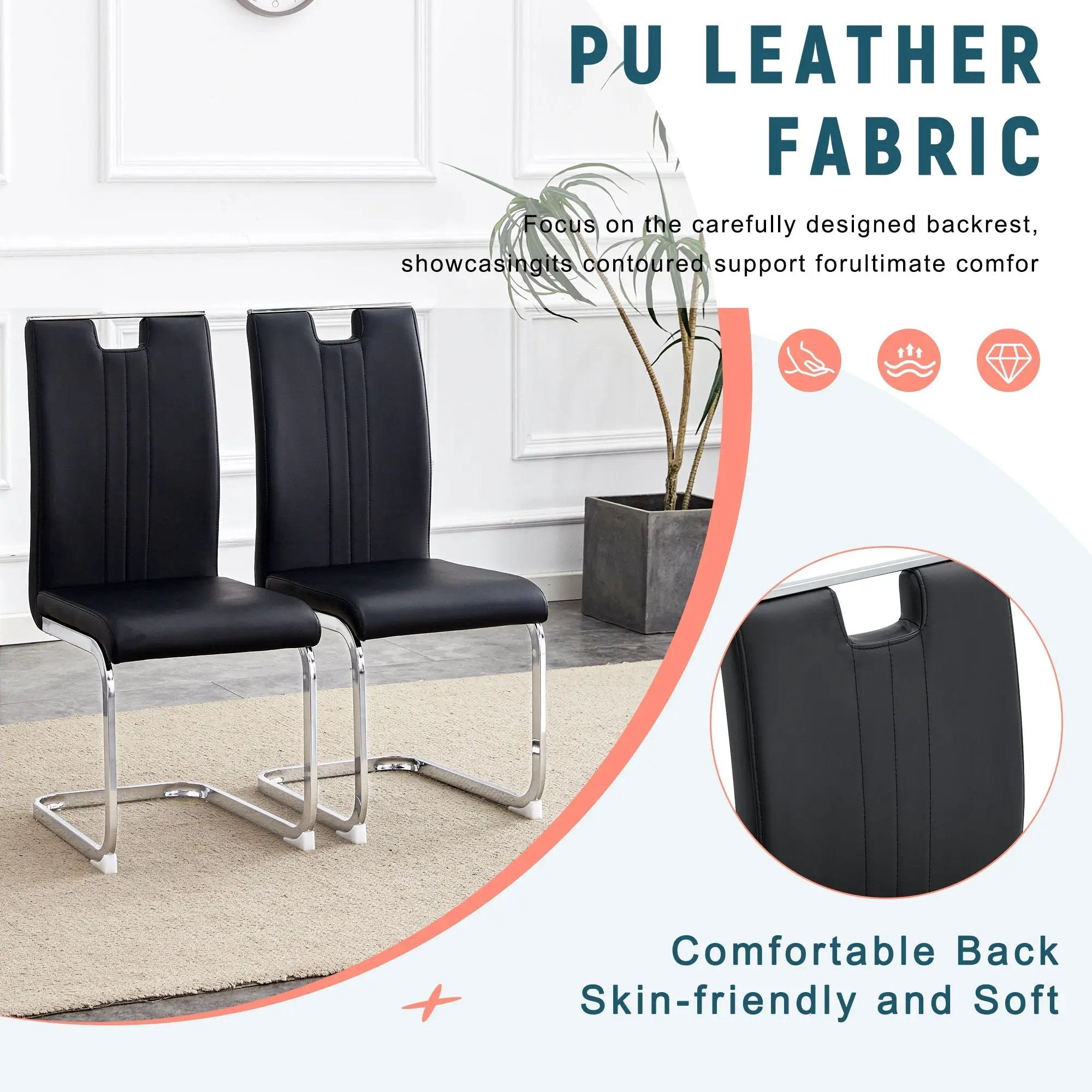 Bow Shaped Chairs, Ergonomic Design, Non Slip Base by Unique Piece Furniture