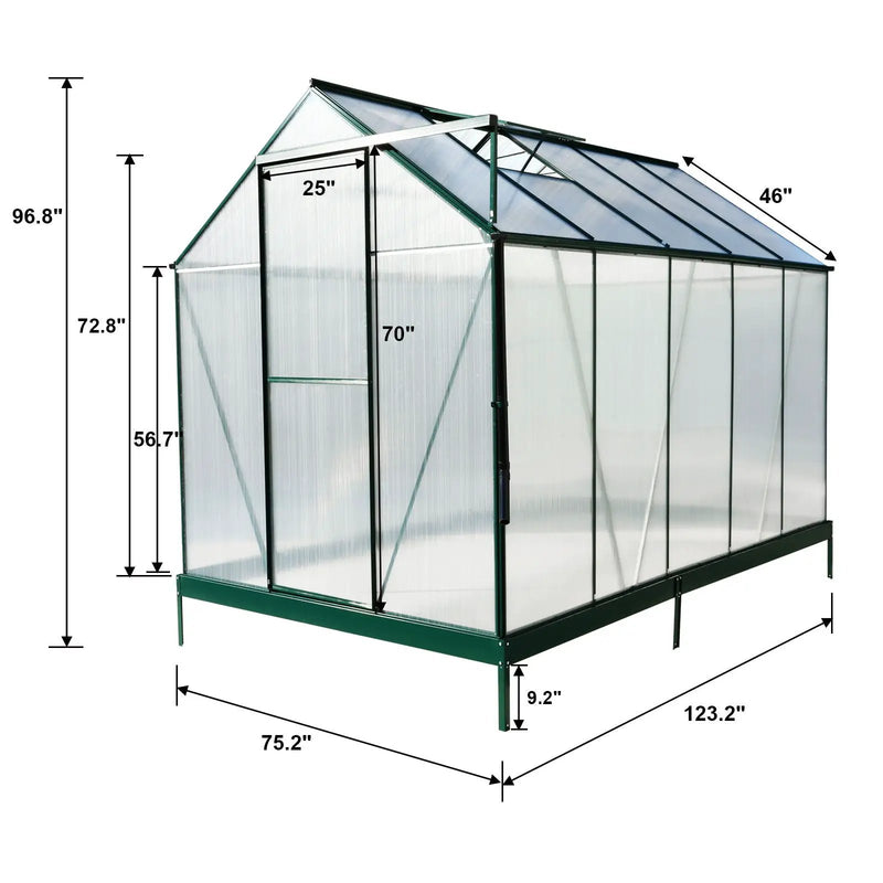 Polycarbonate house, Heavy Duty Outdoor Aluminum Walk-In House Kit With Rain Gutter, Vent And Door For Backyard Garden by HouseOfZazla