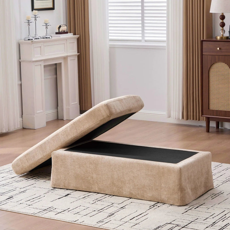 Wide Modern Upholstered Ottoman Foot Stool