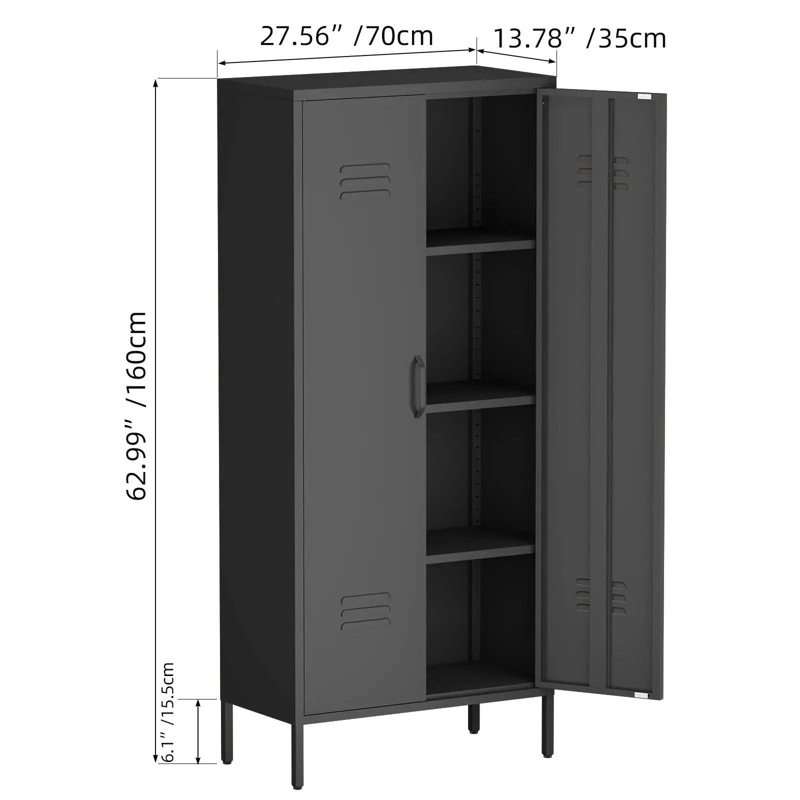 Modern Storage Cabinet With Adjustable Shelves, Magnetic Door Stopper by Unique Piece Furniture