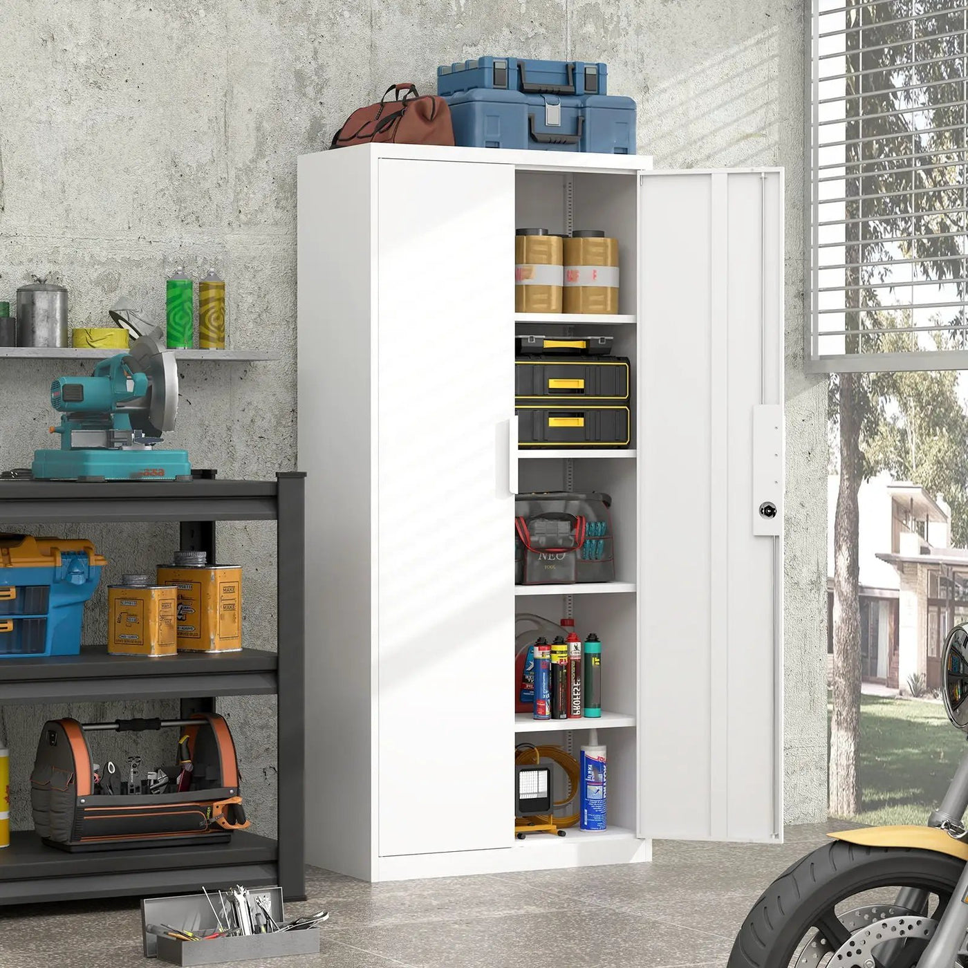 2 Door File Cabinet With Lock, 4 Adjustable Shelves, Heavy-Duty by HouseOfZazla