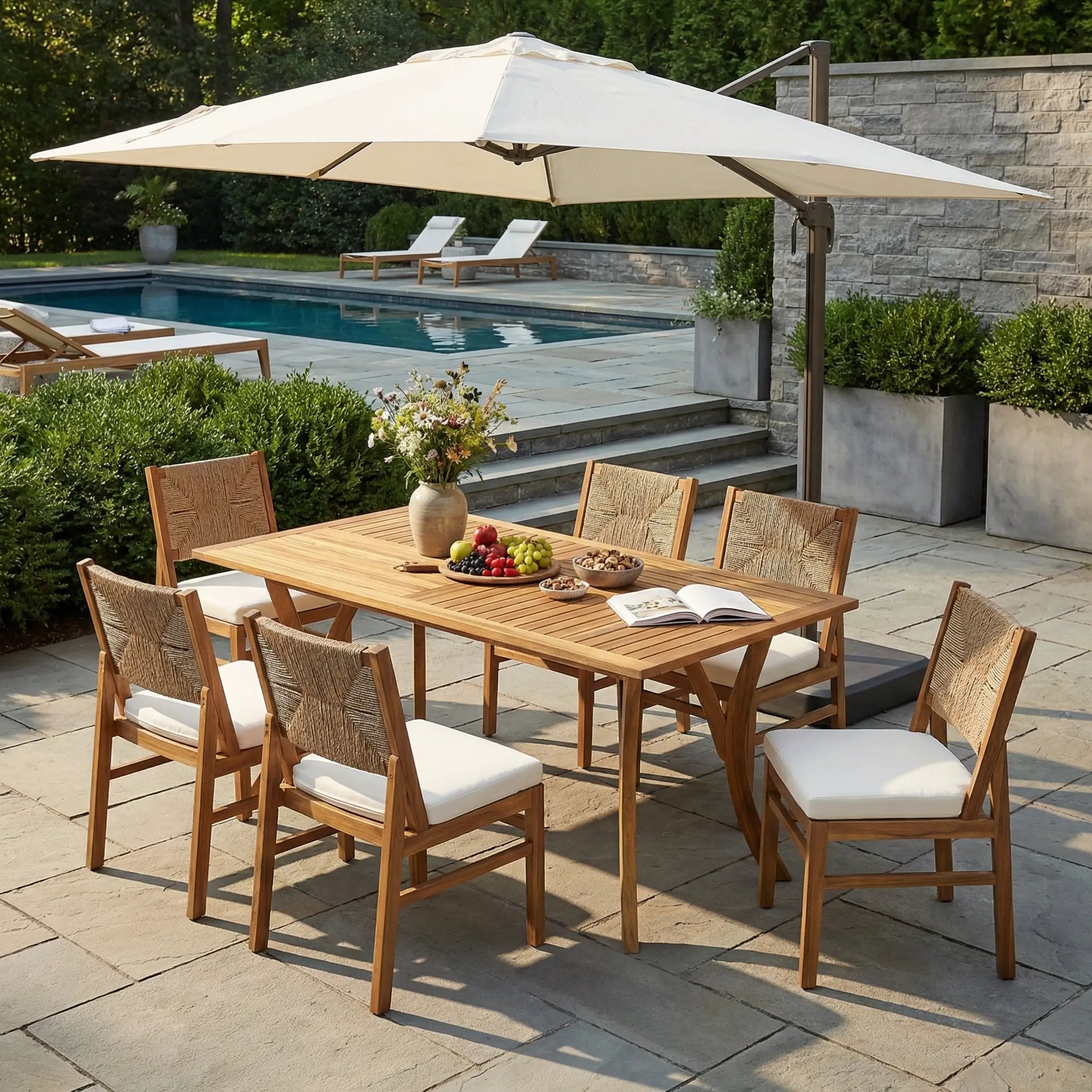 Outdoor 7 Piece Patio Rustic Acacia Wood Dining Set by HouseOfZazla