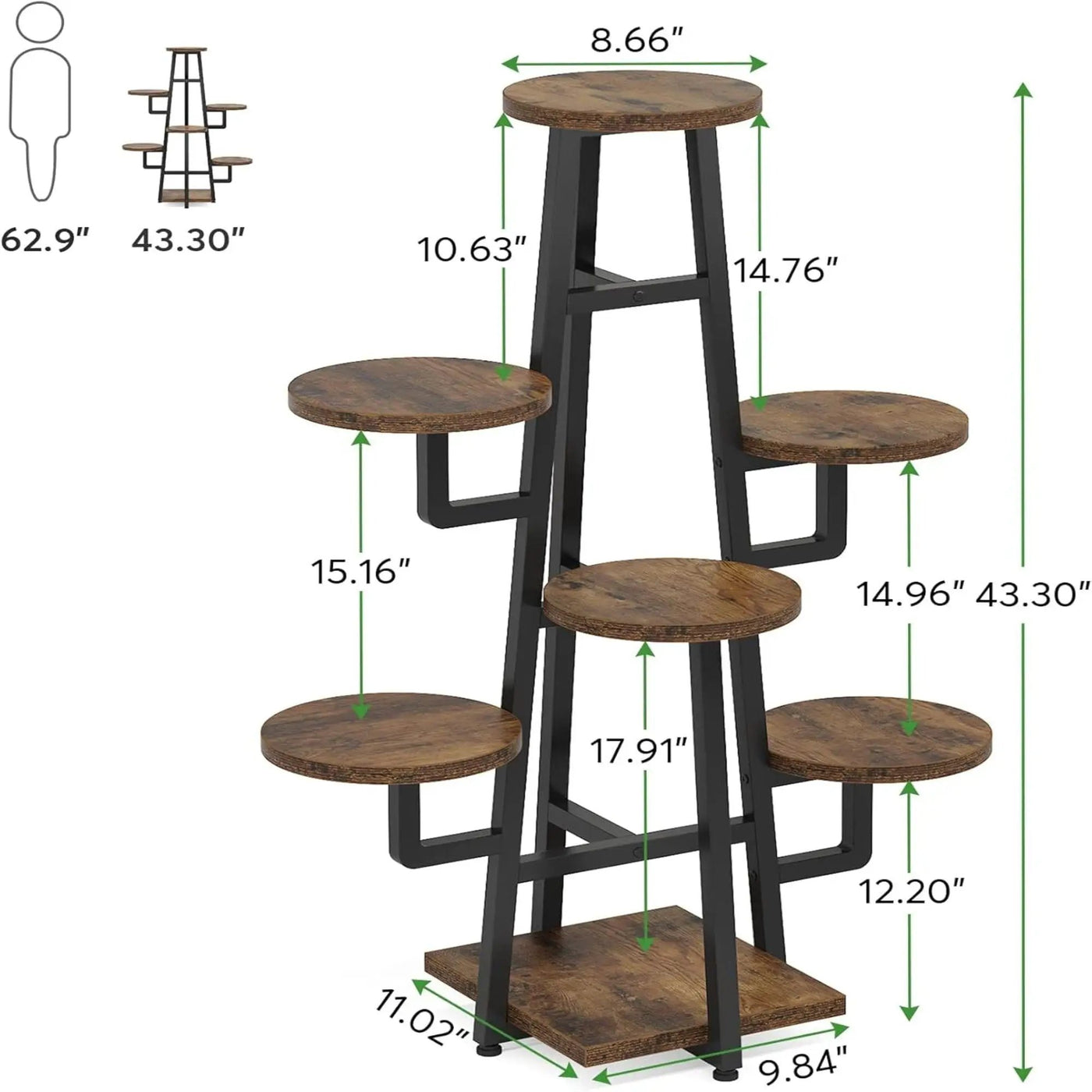 7 Tier Corner Plant Shelf With High Low Design For Living Room by HouseOfZazla