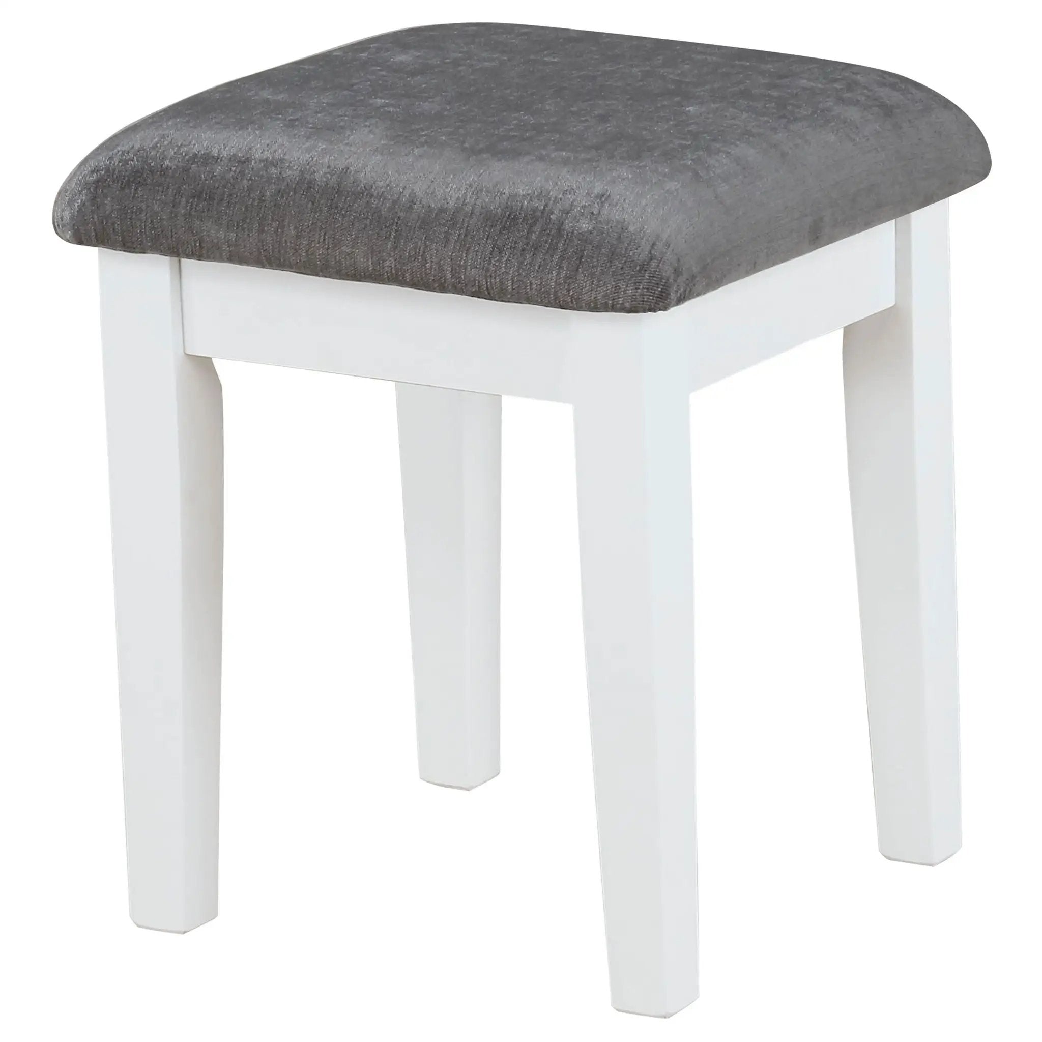 Elijah Vanity Set with Lighting & Stool White and Dark Grey by Unique Piece Furniture