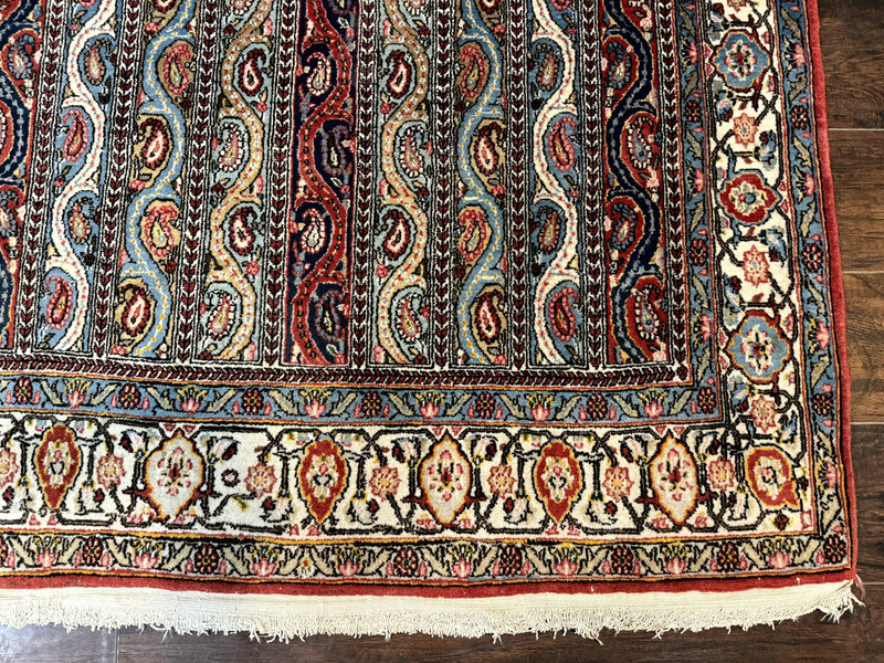 Persian Qum Rug 4x7, Striped Paisley Boteh Design by Jewel Rugs