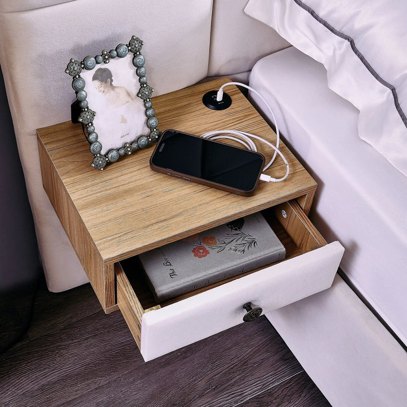 Upholstered Hydraulic Platform Bed With Storage Shelves, Reading Lamps, USB Port by HouseOfZazla