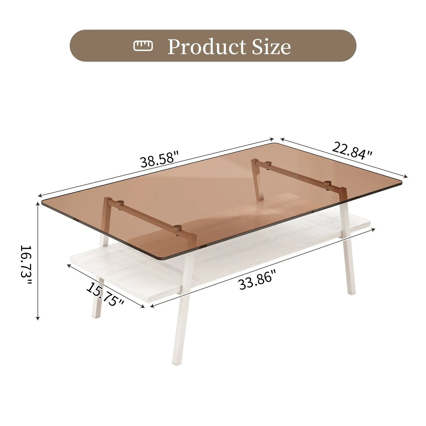 Rectangle Coffee Table, Tempered Glass Tabletop Modern Table For Living Room by HouseOfZazla