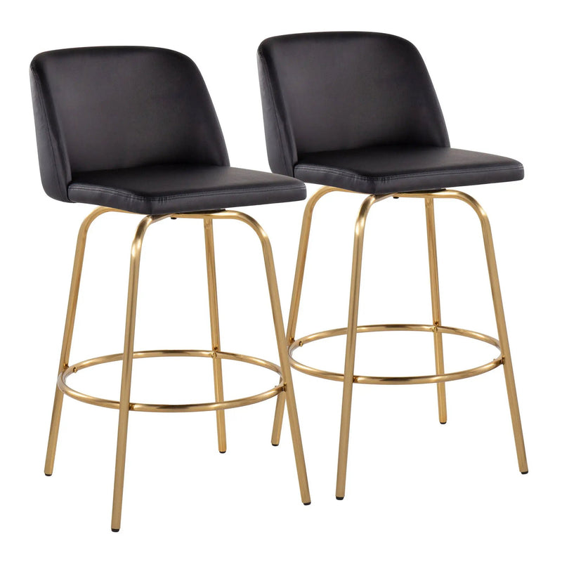 Toriano - Contemporary, Fixed Height Counter Stool With Swivel With Round Footrest (Set of 2) by Unique Piece Furniture
